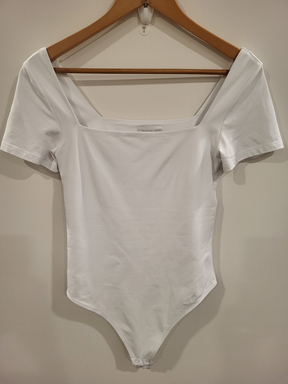 Aritzia Manner Contour Bodysuit White Square-Neck Short Sleeve M